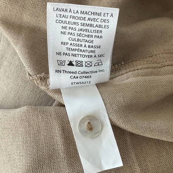 ELLEN TRACEY Beige Linen Blend Blouse / Top - Roll Sleeves, Placket Front - XXL - Picture 16 of 16